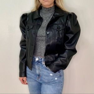Black Vegan Leather Jacket Express Size Small